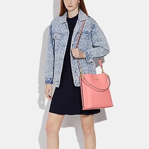 Brand New with Tags Coach Mollie Bucket Bag Brass/Candy Pink Below $450 Retail - Picture 3 of 6